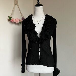 Y2k Black Ruffled Women's blouse